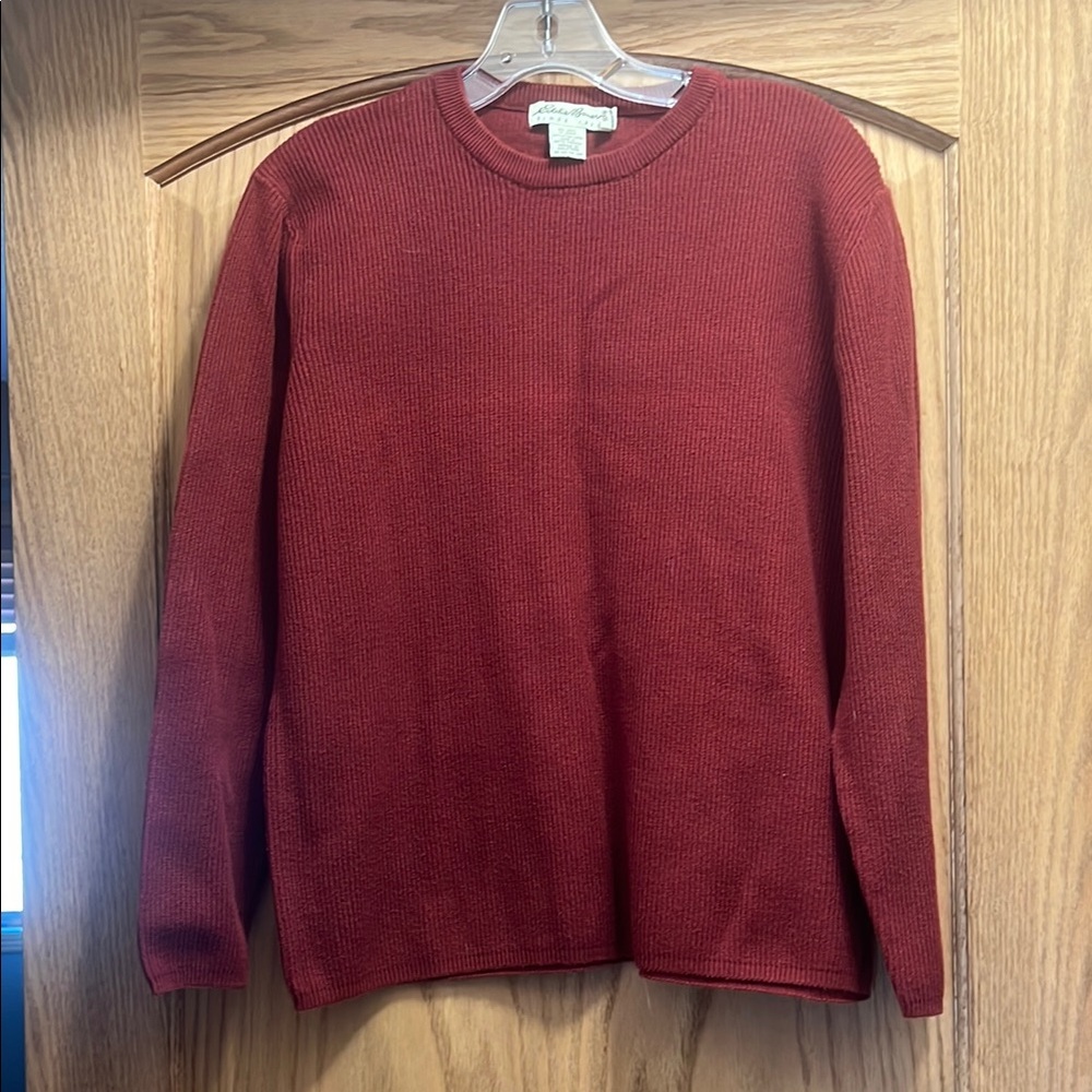 Eddie Bauer Red Cardigan Sweater with Classic Knit Design